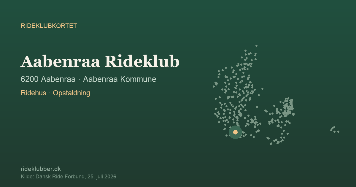 Aabenraa Rideklub - Aabenraa | Rideklubkortet markeret på kortet over danske rideklubber