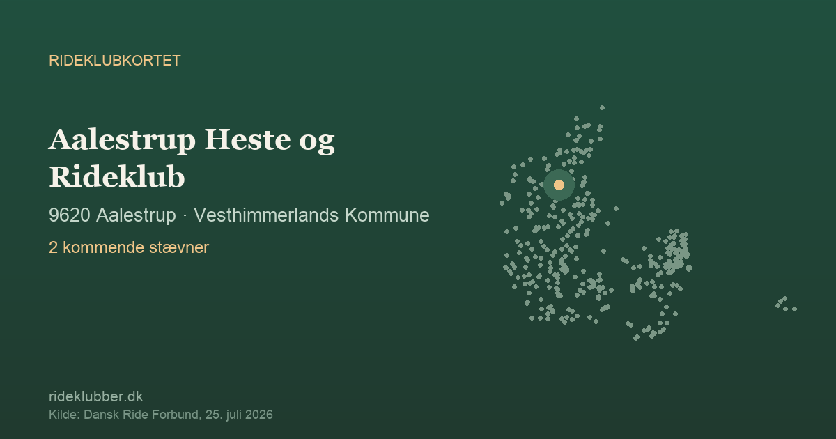 Aalestrup Heste og Rideklub - Aalestrup | Rideklubkortet markeret på kortet over danske rideklubber