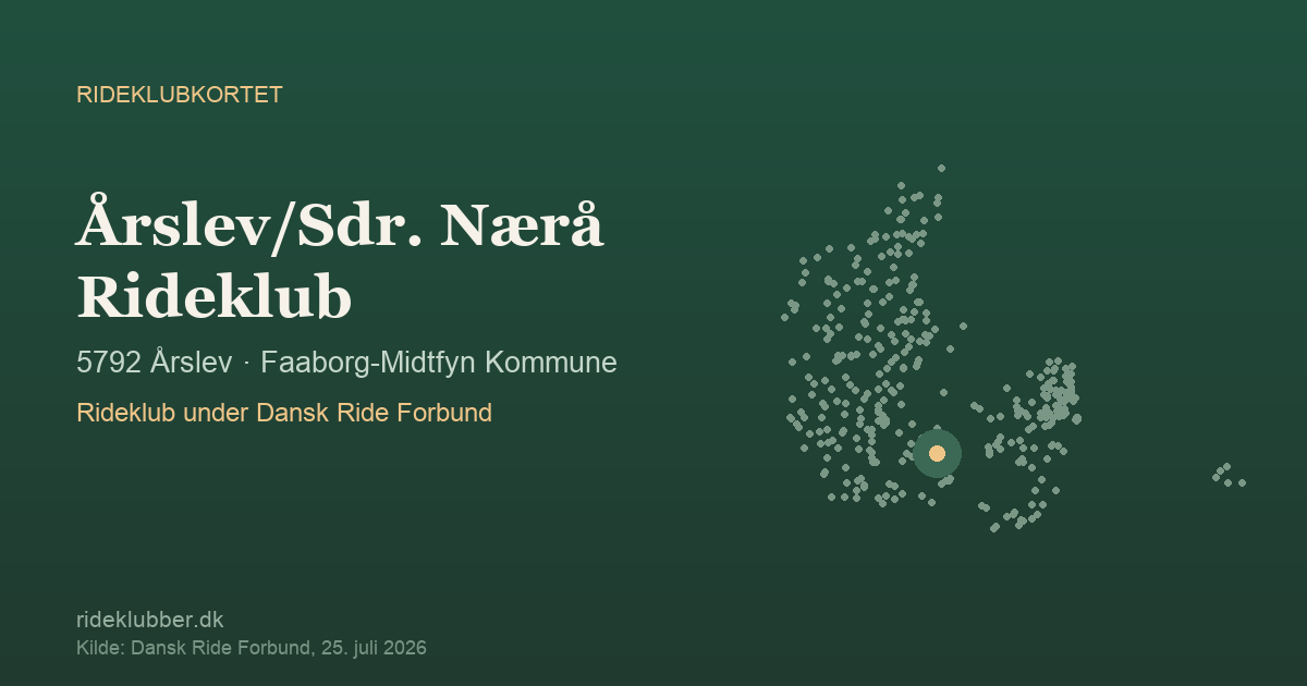 Årslev/Sdr. Nærå Rideklub - Årslev | Rideklubkortet markeret på kortet over danske rideklubber