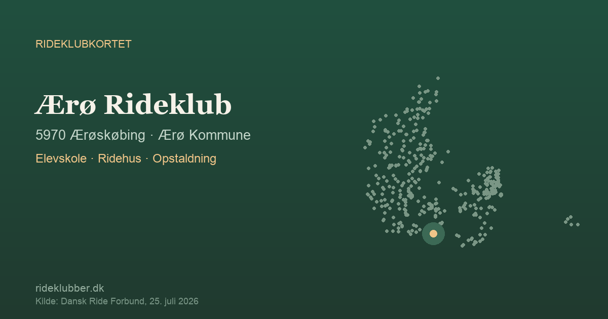 Ærø Rideklub - Ærøskøbing | Rideklubkortet markeret på kortet over danske rideklubber