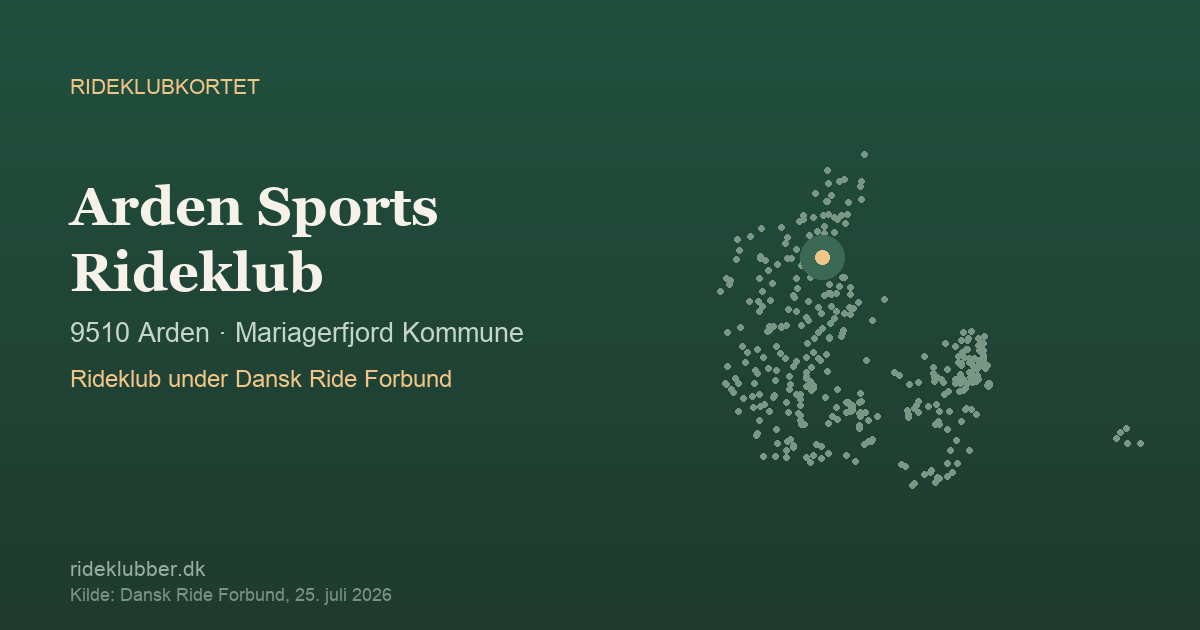 Arden Sports Rideklub - Arden | Rideklubkortet markeret på kortet over danske rideklubber