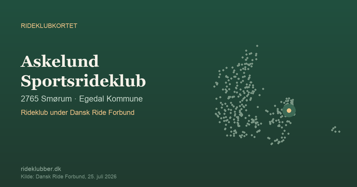 Askelund Sportsrideklub - Smørum | Rideklubkortet markeret på kortet over danske rideklubber
