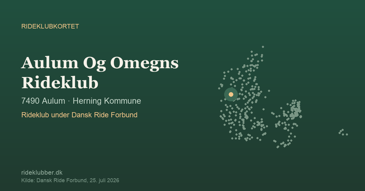 Aulum Og Omegns Rideklub - Aulum | Rideklubkortet markeret på kortet over danske rideklubber