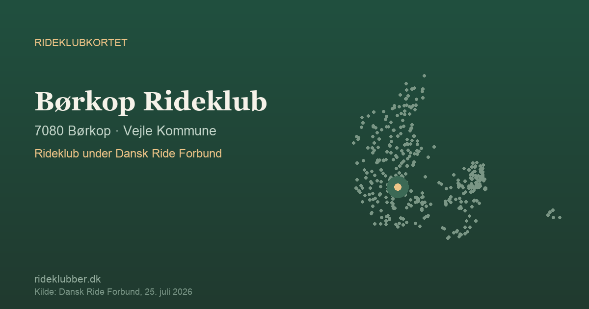 Børkop Rideklub - Børkop | Rideklubkortet markeret på kortet over danske rideklubber