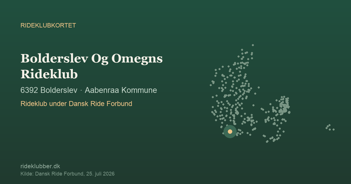 Bolderslev Og Omegns Rideklub - Bolderslev | Rideklubkortet markeret på kortet over danske rideklubber