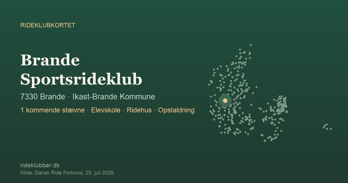 Brande Sportsrideklub - Brande | Rideklubkortet markeret på kortet over danske rideklubber