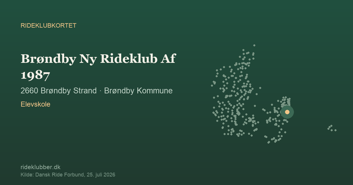 Brøndby Ny Rideklub Af 1987 - Brøndby Strand | Rideklubkortet markeret på kortet over danske rideklubber
