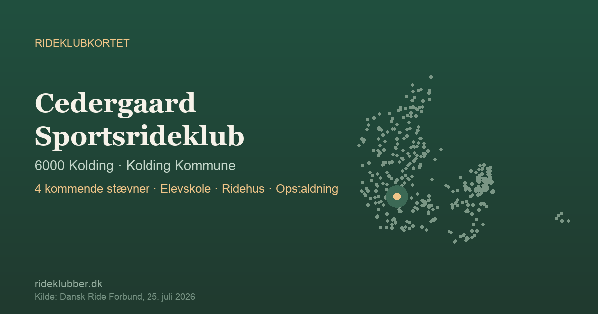 Cedergaard Sportsrideklub - Kolding | Rideklubkortet markeret på kortet over danske rideklubber