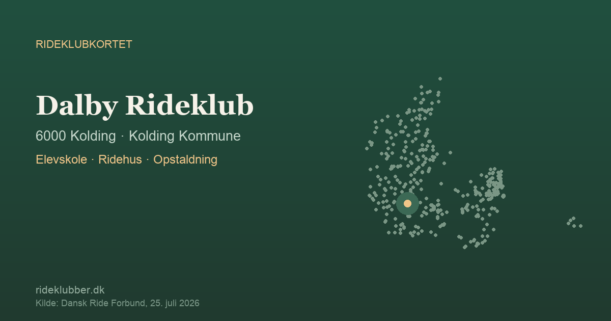 Dalby Rideklub - Kolding | Rideklubkortet markeret på kortet over danske rideklubber