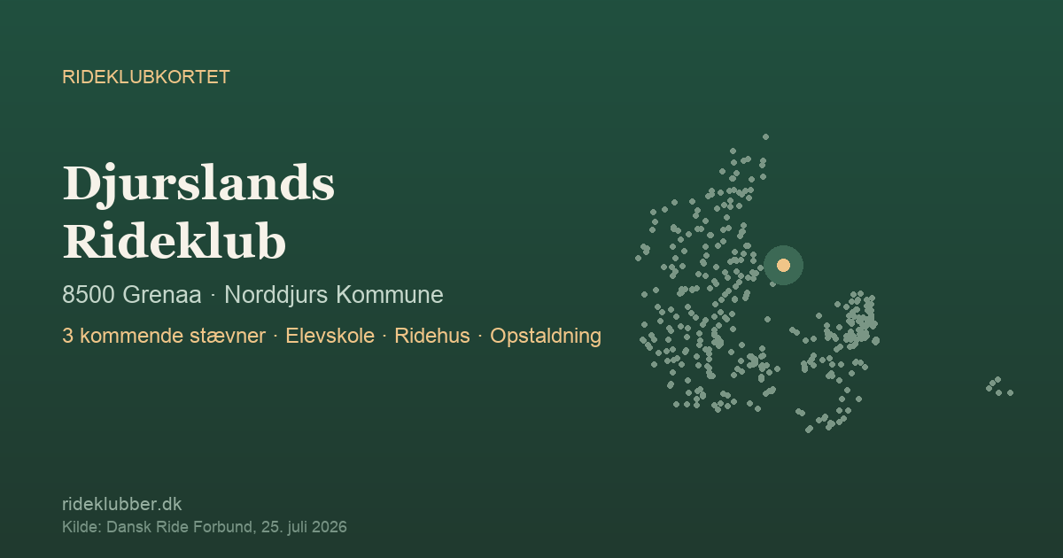 Djurslands Rideklub - Grenaa | Rideklubkortet markeret på kortet over danske rideklubber