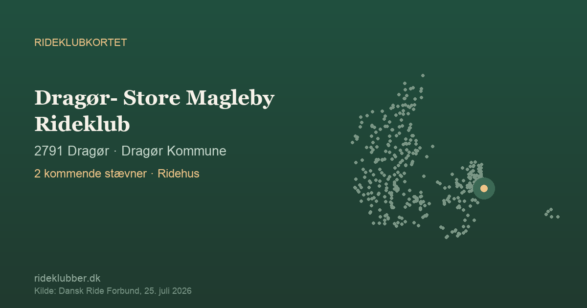 Dragør- Store Magleby Rideklub - Dragør | Rideklubkortet markeret på kortet over danske rideklubber