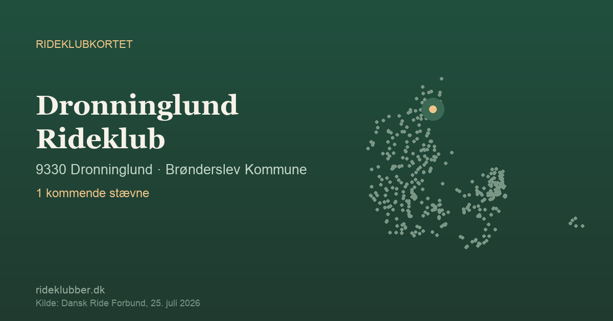 Dronninglund Rideklub - Dronninglund | Rideklubkortet markeret på kortet over danske rideklubber