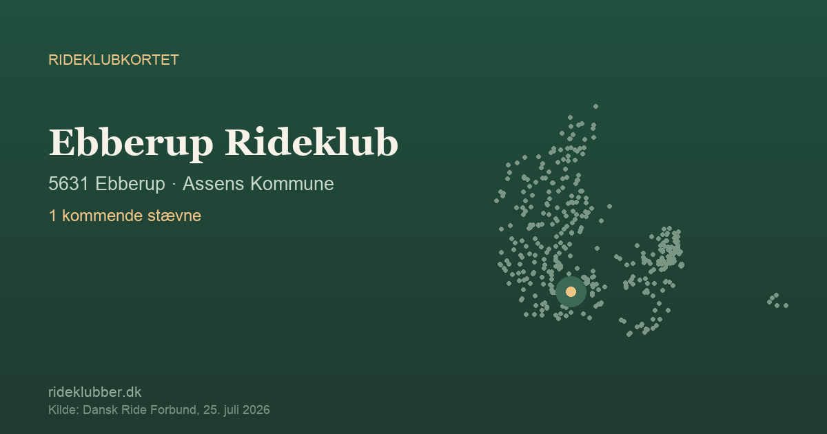 Ebberup Rideklub - Ebberup | Rideklubkortet markeret på kortet over danske rideklubber