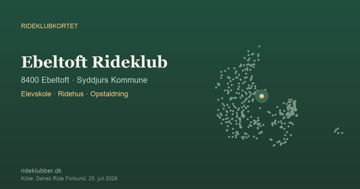 Ebeltoft Rideklub - Ebeltoft | Rideklubkortet markeret på kortet over danske rideklubber
