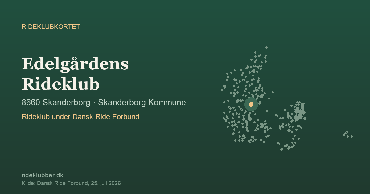 Edelgårdens Rideklub - Skanderborg | Rideklubkortet markeret på kortet over danske rideklubber