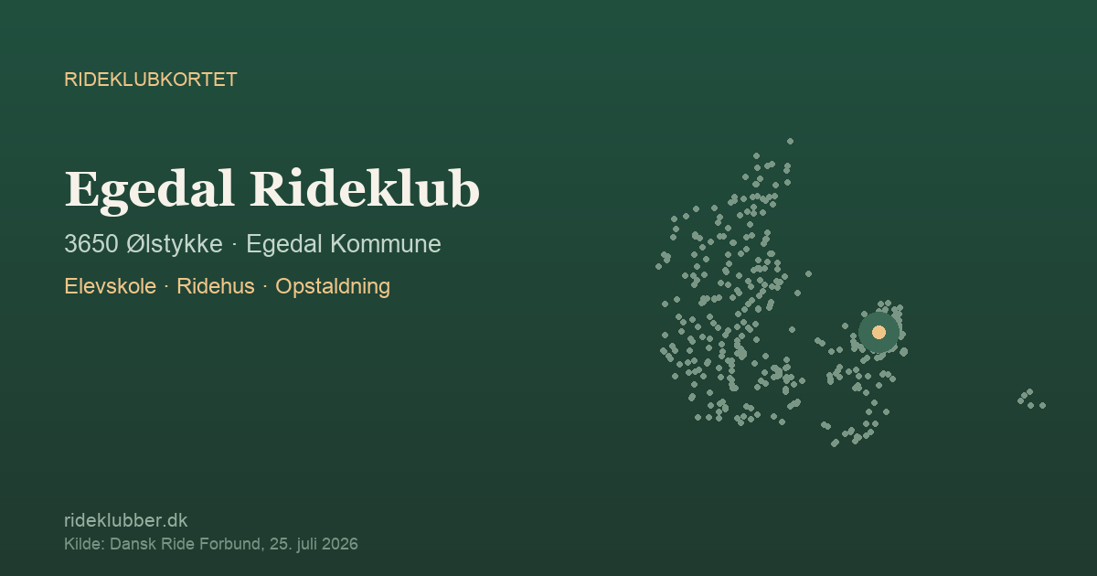 Egedal Rideklub - Ølstykke | Rideklubkortet markeret på kortet over danske rideklubber