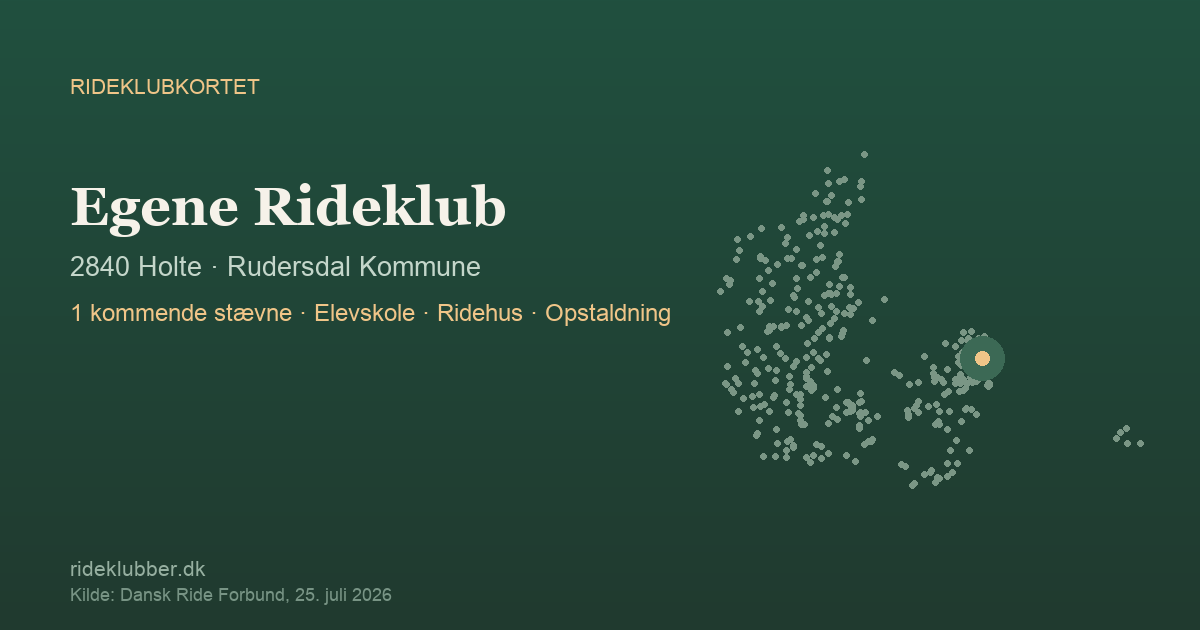 Egene Rideklub - Holte | Rideklubkortet markeret på kortet over danske rideklubber