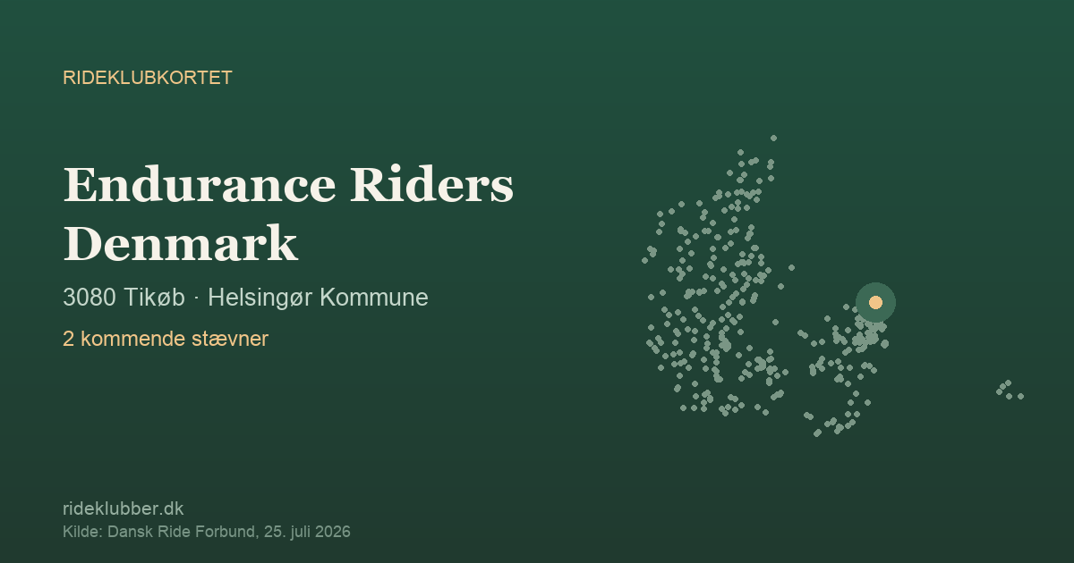 Endurance Riders Denmark - Tikøb | Rideklubkortet markeret på kortet over danske rideklubber
