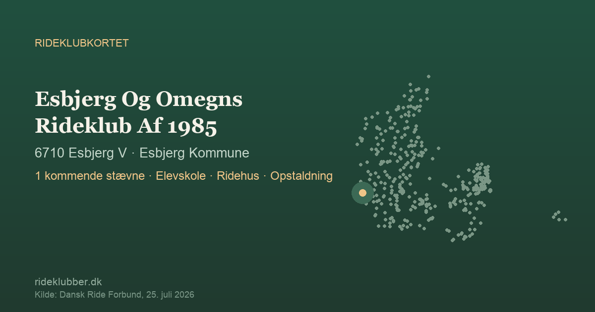 Esbjerg Og Omegns Rideklub Af 1985 - Esbjerg V | Rideklubkortet markeret på kortet over danske rideklubber