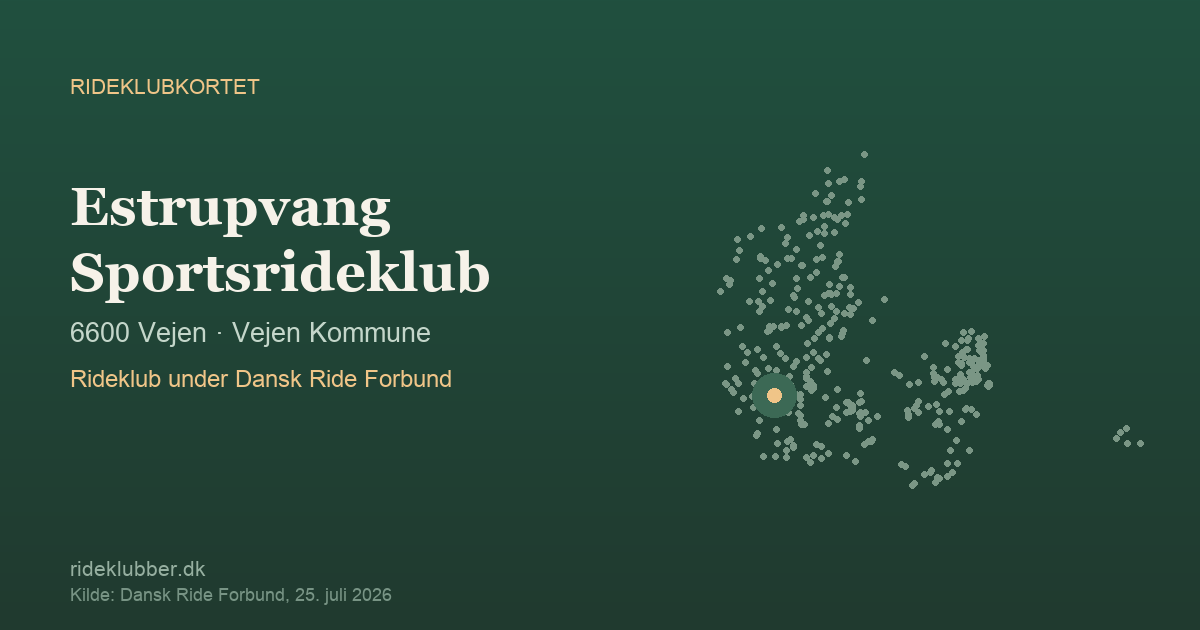 Estrupvang Sportsrideklub - Vejen | Rideklubkortet markeret på kortet over danske rideklubber