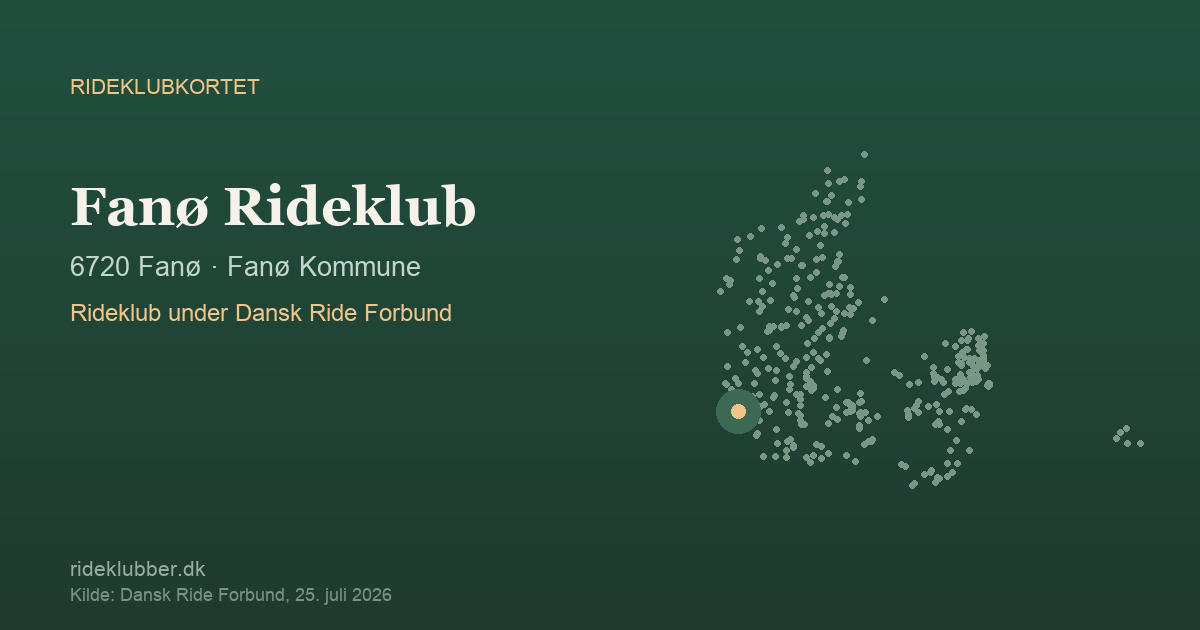 Fanø Rideklub - Fanø | Rideklubkortet markeret på kortet over danske rideklubber