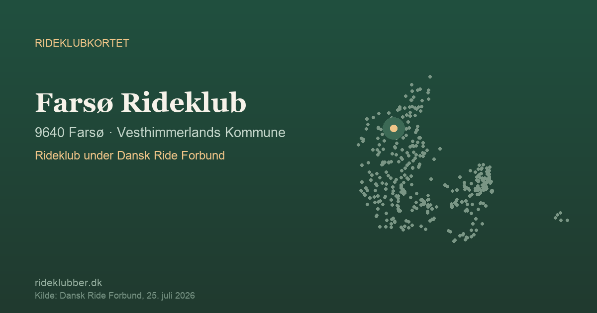 Farsø Rideklub - Farsø | Rideklubkortet markeret på kortet over danske rideklubber