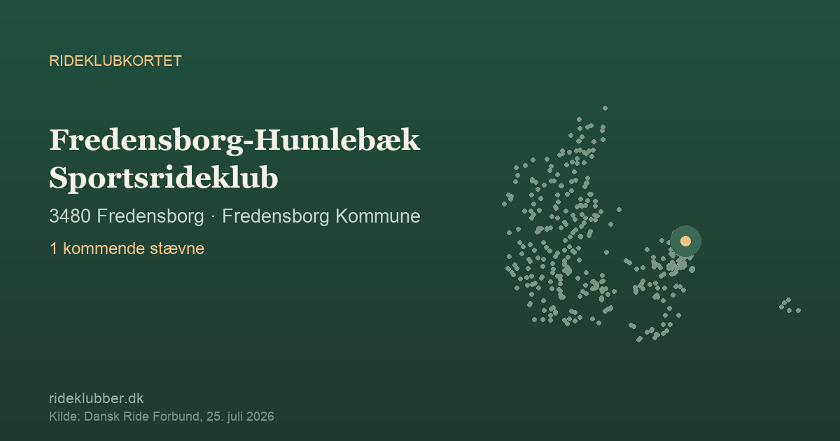 Fredensborg-Humlebæk Sportsrideklub - Fredensborg | Rideklubkortet markeret på kortet over danske rideklubber