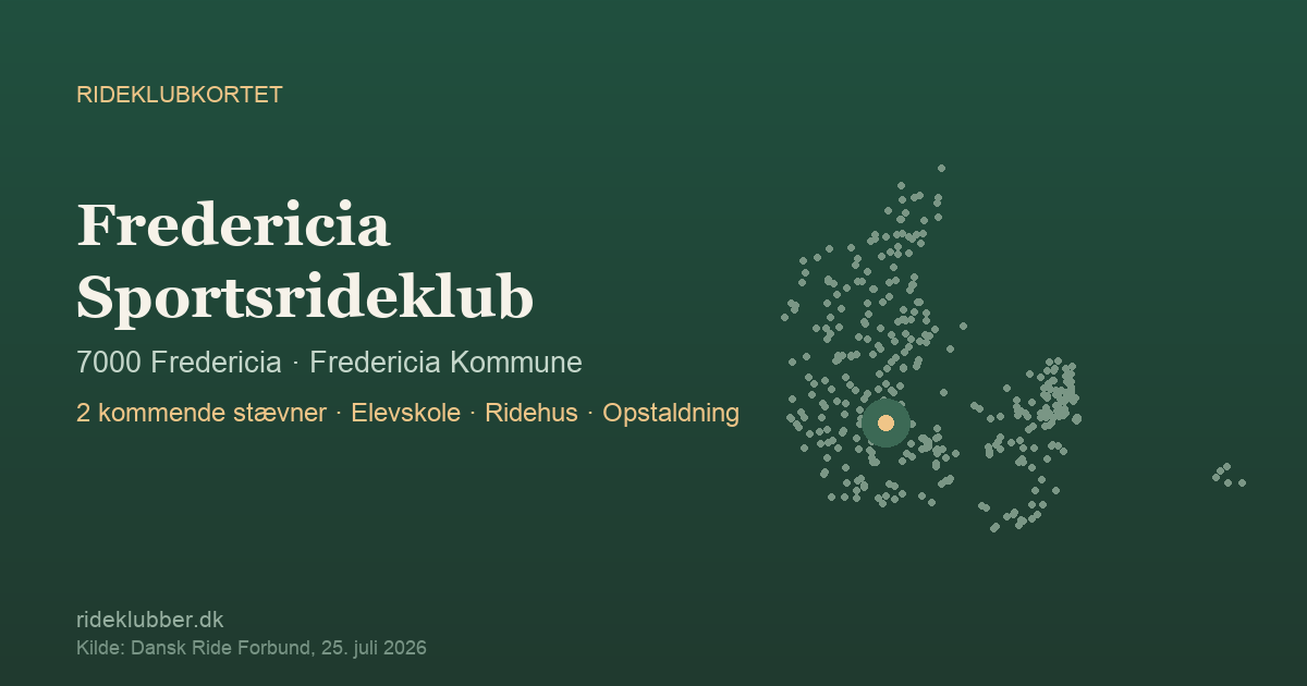 Fredericia Sportsrideklub - Fredericia | Rideklubkortet markeret på kortet over danske rideklubber