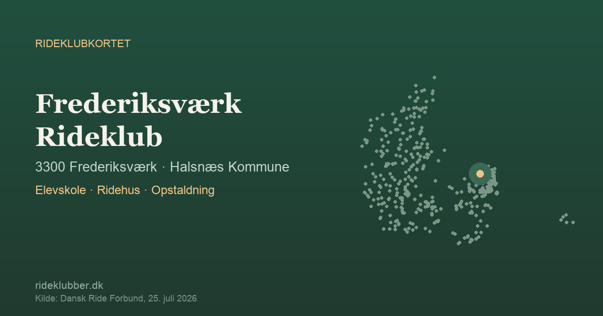 Frederiksværk Rideklub - Frederiksværk | Rideklubkortet markeret på kortet over danske rideklubber