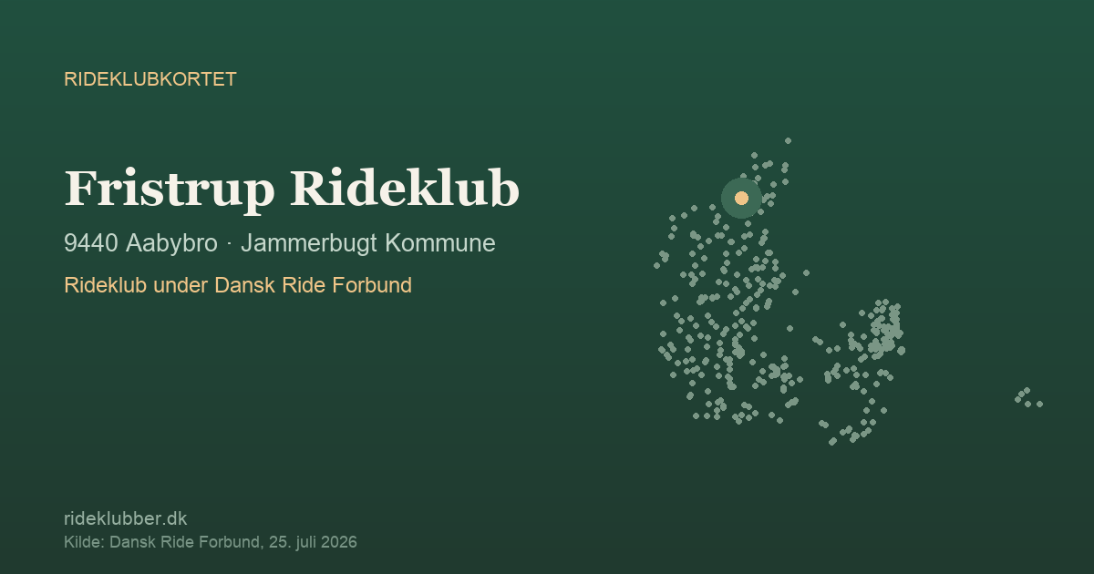 Fristrup Rideklub - Aabybro | Rideklubkortet markeret på kortet over danske rideklubber