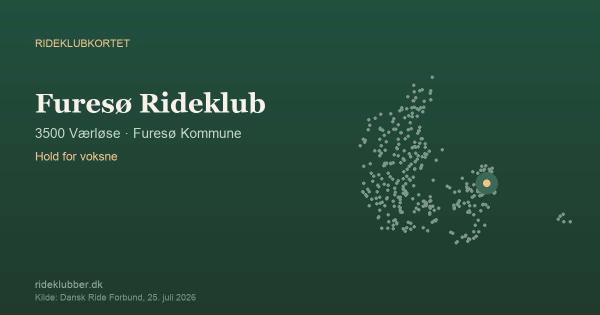 Furesø Rideklub - Værløse | Rideklubkortet markeret på kortet over danske rideklubber