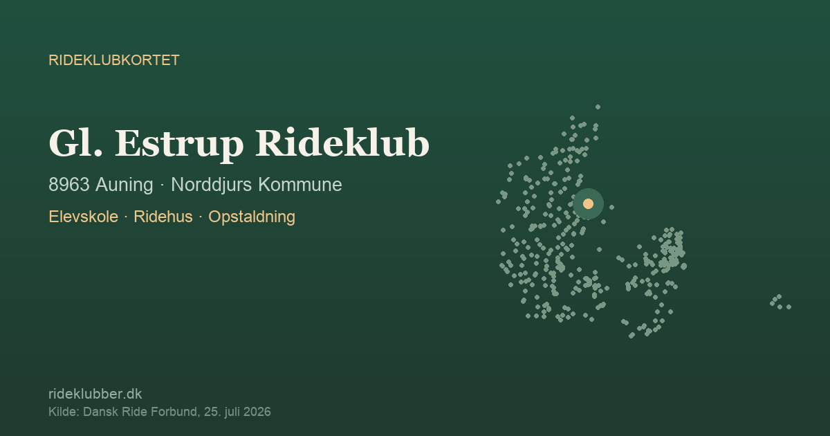 Gl. Estrup Rideklub - Auning | Rideklubkortet markeret på kortet over danske rideklubber