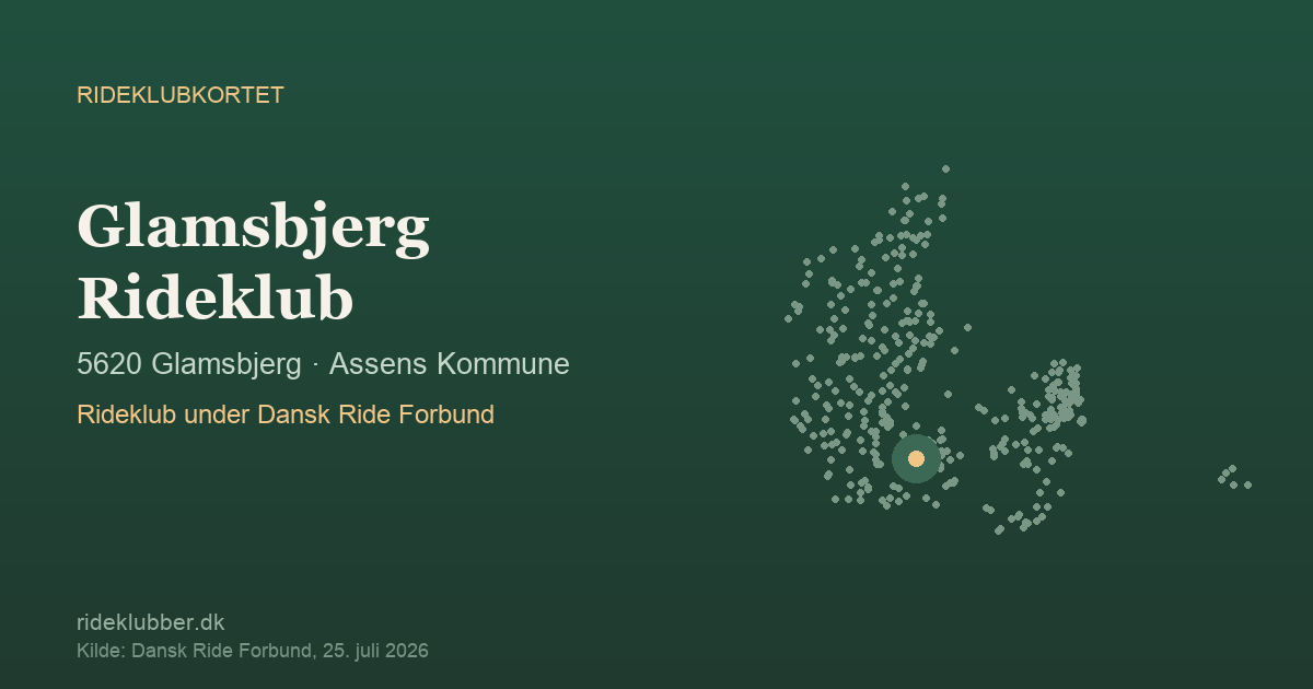 Glamsbjerg Rideklub - Glamsbjerg | Rideklubkortet markeret på kortet over danske rideklubber