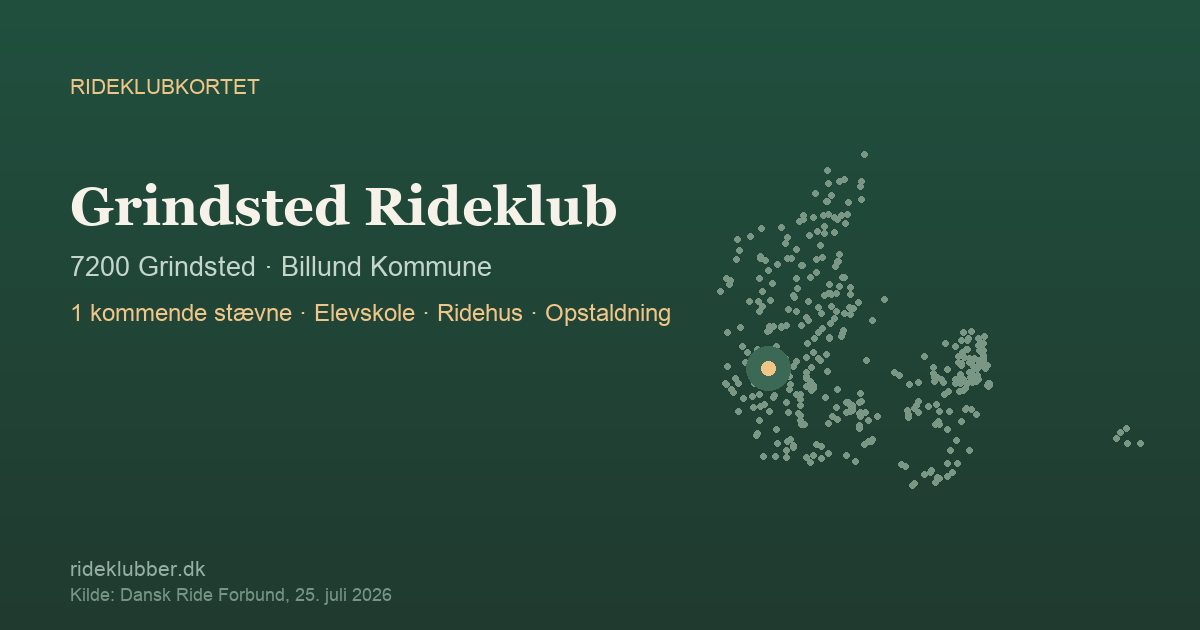 Grindsted Rideklub - Grindsted | Rideklubkortet markeret på kortet over danske rideklubber