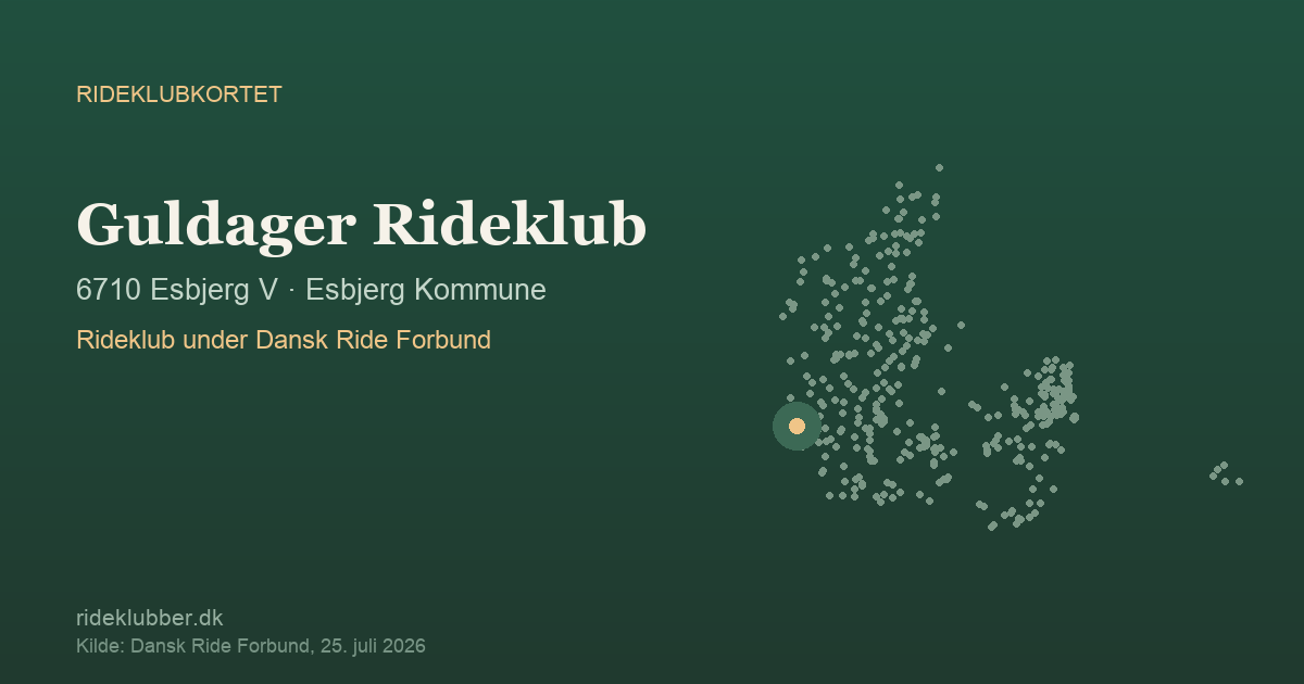 Guldager Rideklub - Esbjerg V | Rideklubkortet markeret på kortet over danske rideklubber