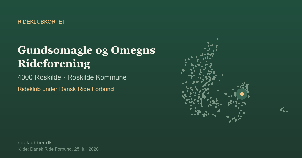 Gundsømagle og Omegns Rideforening - Roskilde | Rideklubkortet markeret på kortet over danske rideklubber