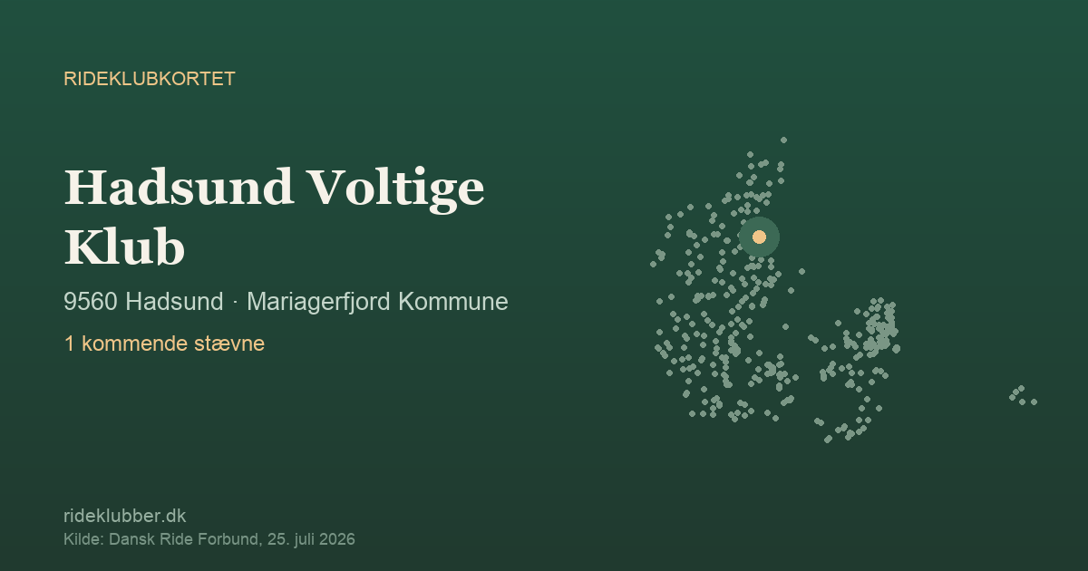 Hadsund Voltige Klub - Hadsund | Rideklubkortet markeret på kortet over danske rideklubber