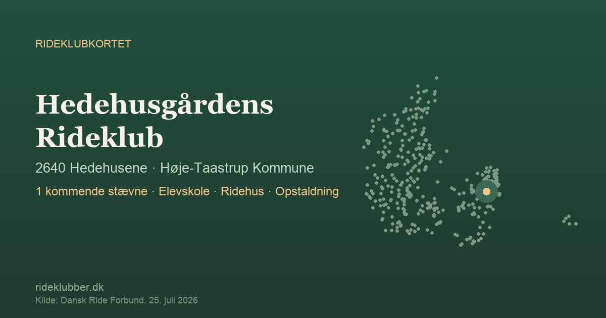 Hedehusgårdens Rideklub - Hedehusene | Rideklubkortet markeret på kortet over danske rideklubber