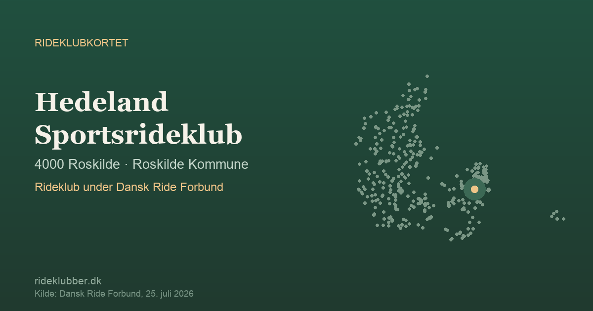 Hedeland Sportsrideklub - Roskilde | Rideklubkortet markeret på kortet over danske rideklubber