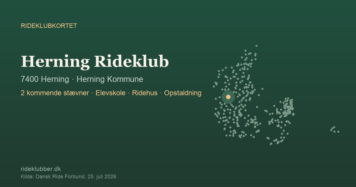 Herning Rideklub - Herning | Rideklubkortet markeret på kortet over danske rideklubber