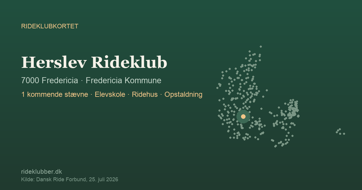 Herslev Rideklub - Fredericia | Rideklubkortet markeret på kortet over danske rideklubber