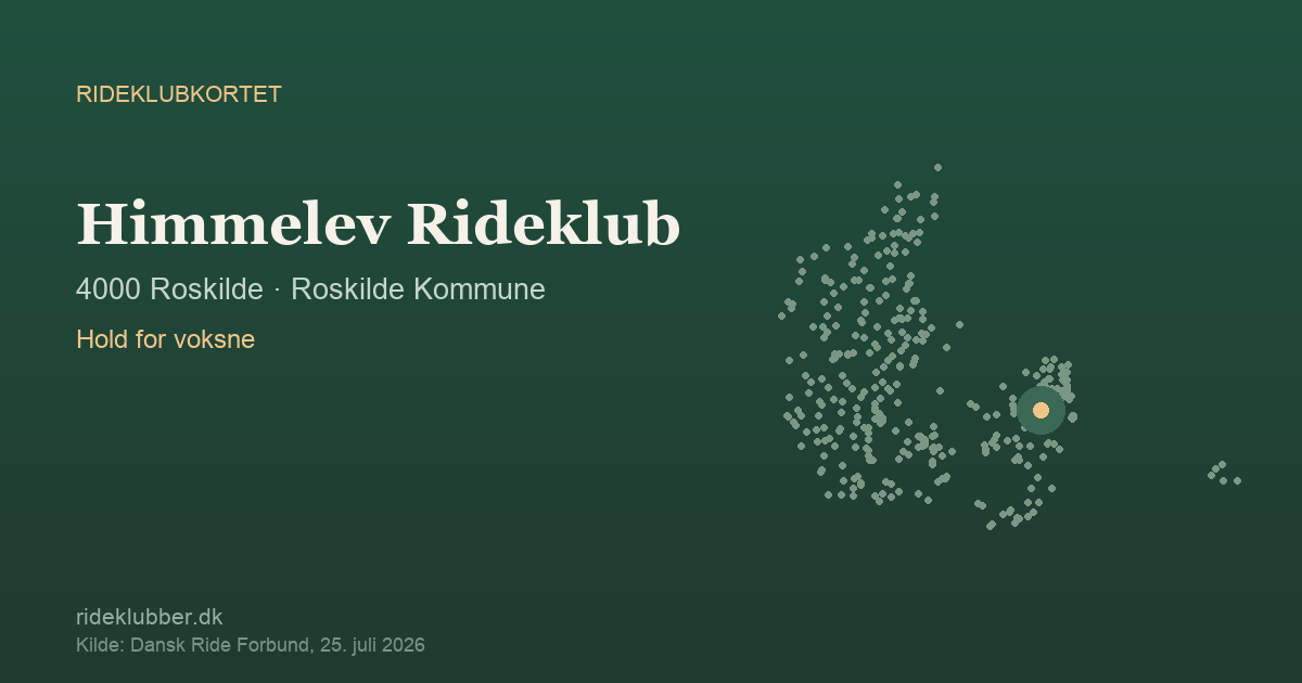 Himmelev Rideklub - Roskilde | Rideklubkortet markeret på kortet over danske rideklubber