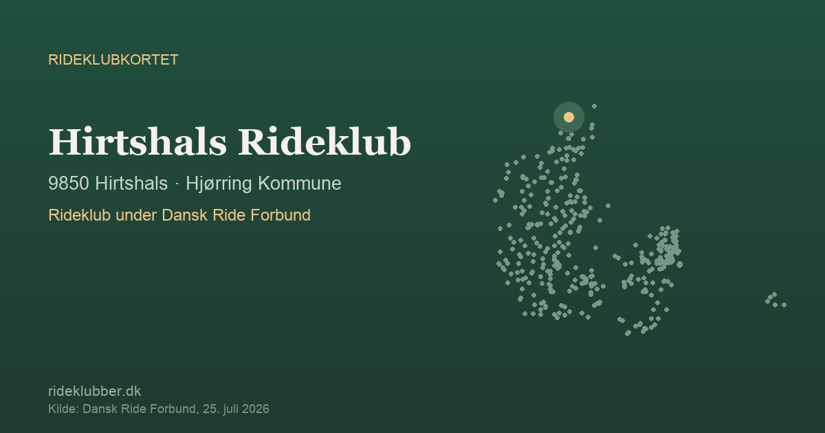 Hirtshals Rideklub - Hirtshals | Rideklubkortet markeret på kortet over danske rideklubber