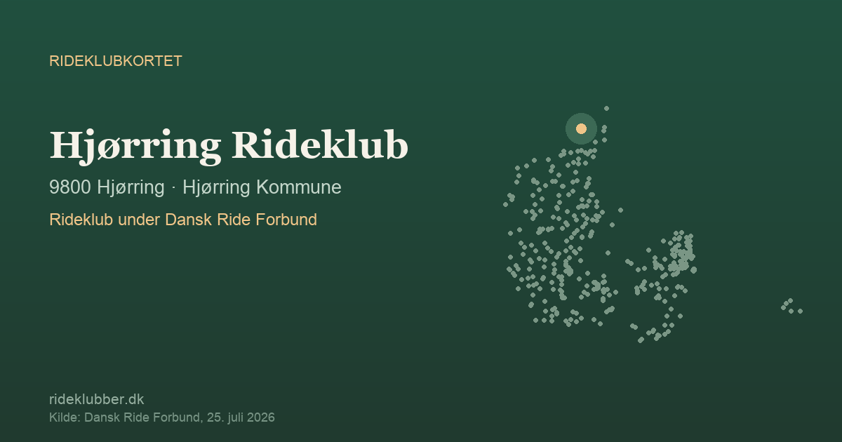 Hjørring Rideklub - Hjørring | Rideklubkortet markeret på kortet over danske rideklubber