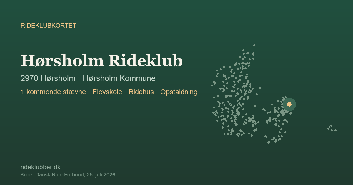 Hørsholm Rideklub - Hørsholm | Rideklubkortet markeret på kortet over danske rideklubber