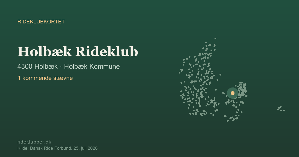 Holbæk Rideklub - Holbæk | Rideklubkortet markeret på kortet over danske rideklubber