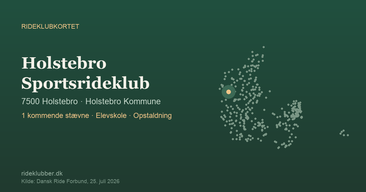 Holstebro Sportsrideklub - Holstebro | Rideklubkortet markeret på kortet over danske rideklubber