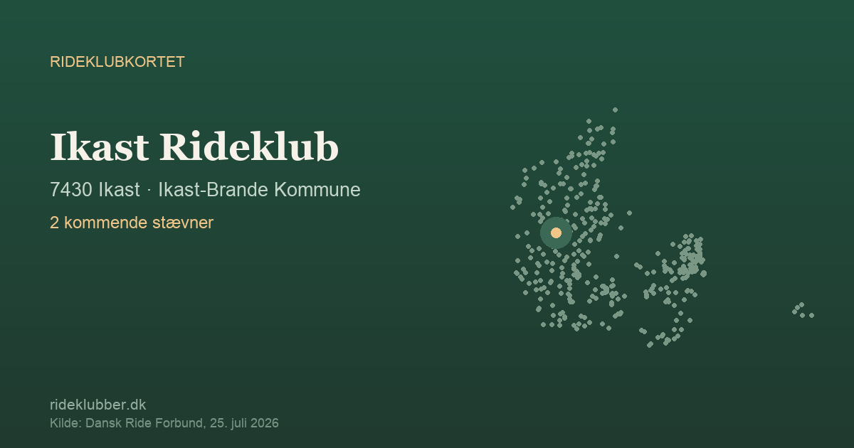 Ikast Rideklub - Ikast | Rideklubkortet markeret på kortet over danske rideklubber