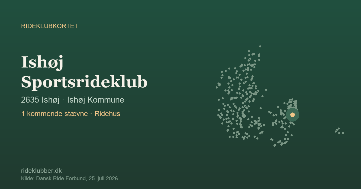Ishøj Sportsrideklub - Ishøj | Rideklubkortet markeret på kortet over danske rideklubber