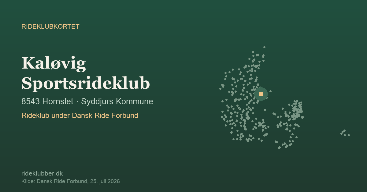Kaløvig Sportsrideklub - Hornslet | Rideklubkortet markeret på kortet over danske rideklubber